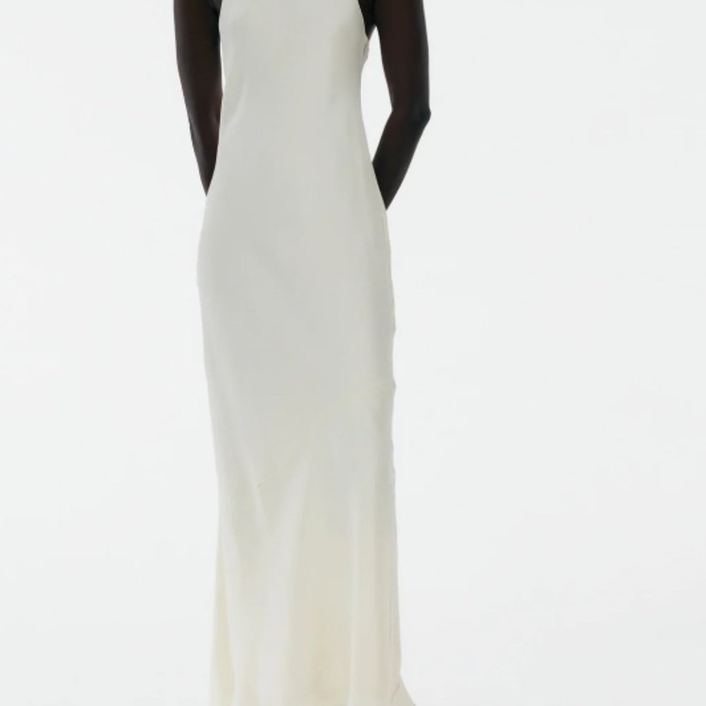 Tibi 4-Ply Silk Bias Dress in Ivory